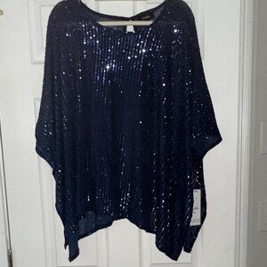 Luxe Navy Sequin Blouse